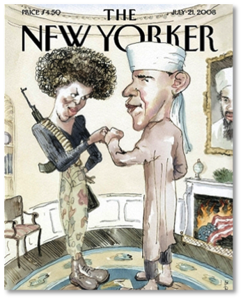 The Obamas depicted as raidcal Muslims on the cover of the New Yorker Magazine