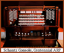 Console of the Schantz at Centennial ARP