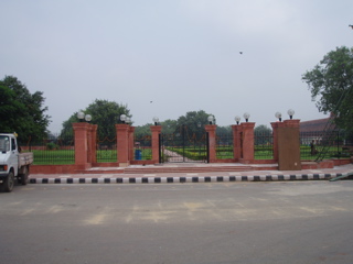 Flower Garlands on gates at Red Fort Gardens