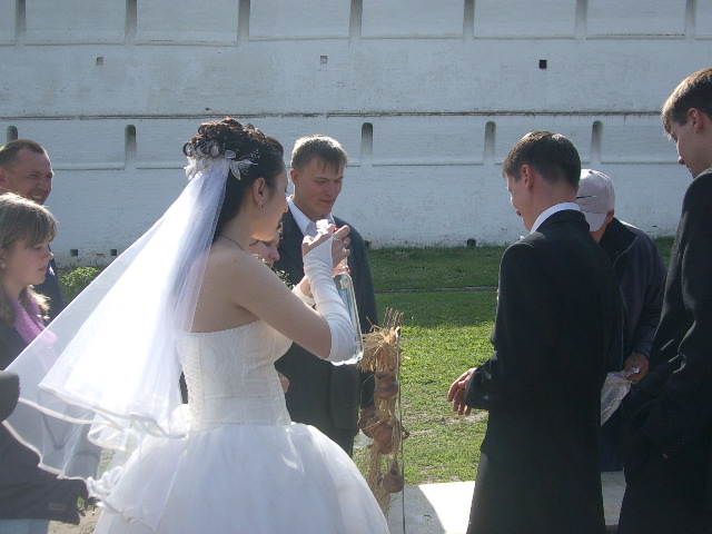 Bride and Groom outside the Monastery