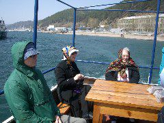 Joe, Barbara and Evelyn at sea