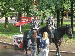 Police on horseback at Alexander Gardens