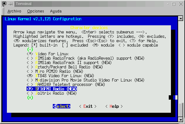 Configuraci�n de v4l en kernel 2.1.125