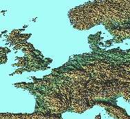 Parts of Europe (GLOBE DEM 1km)