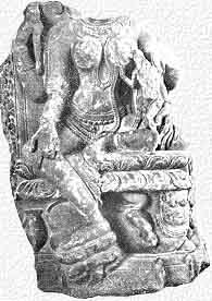 Image of Parvati (broken) bearing on its pedestal the inscription of Madanapala's reign, year 3.