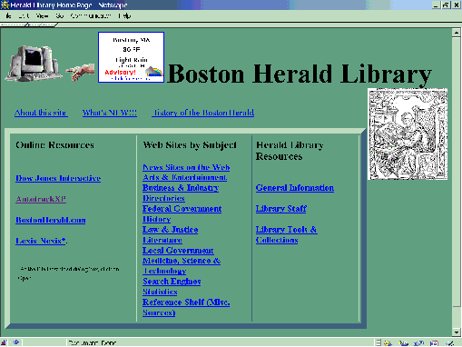 The homepage of the Boston Herald intranet.