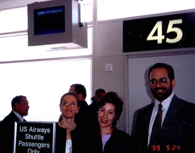 Alice Crites and Margot Williams at the US Airways gate in the airport