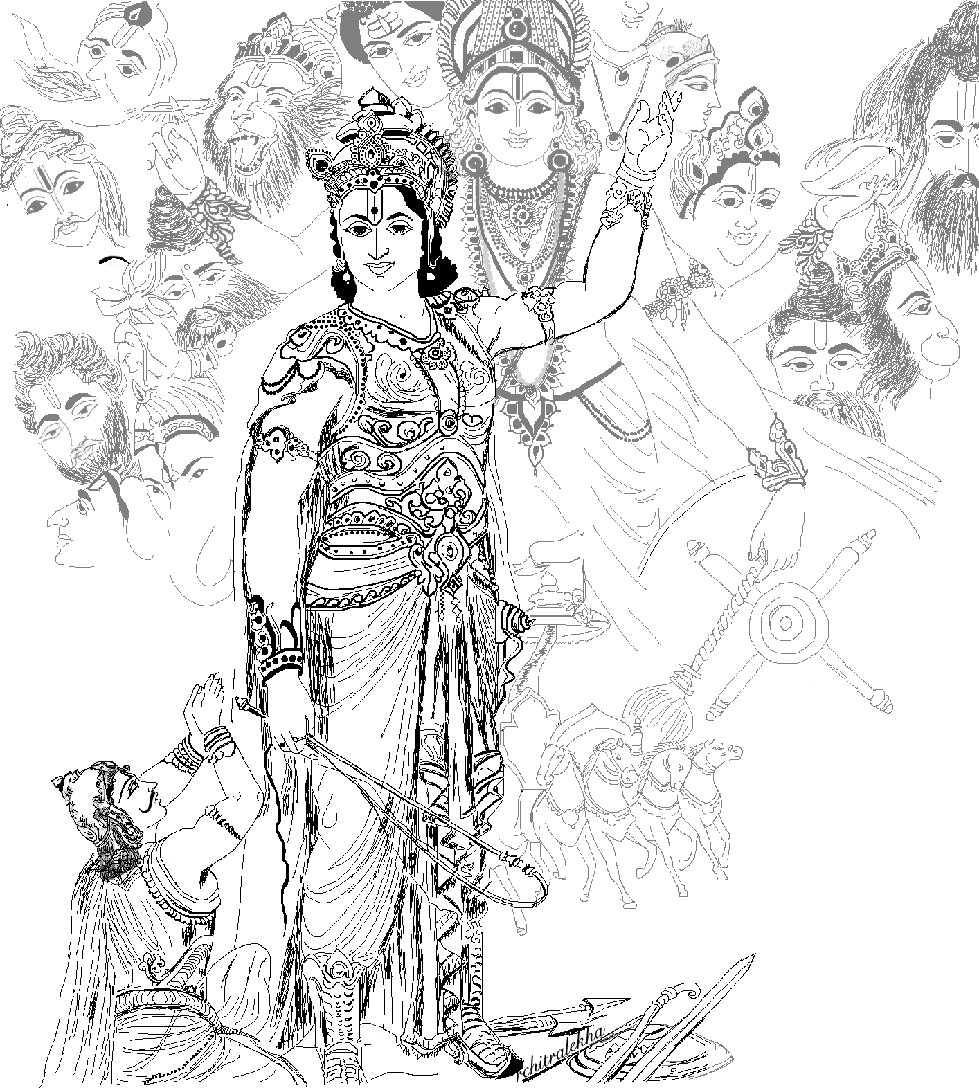 Lord Krishna Sketches