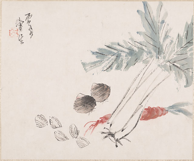 Album of Eight Leaves- Fish and Fruit, Leaf 5, Xu Gu (1824-1896)