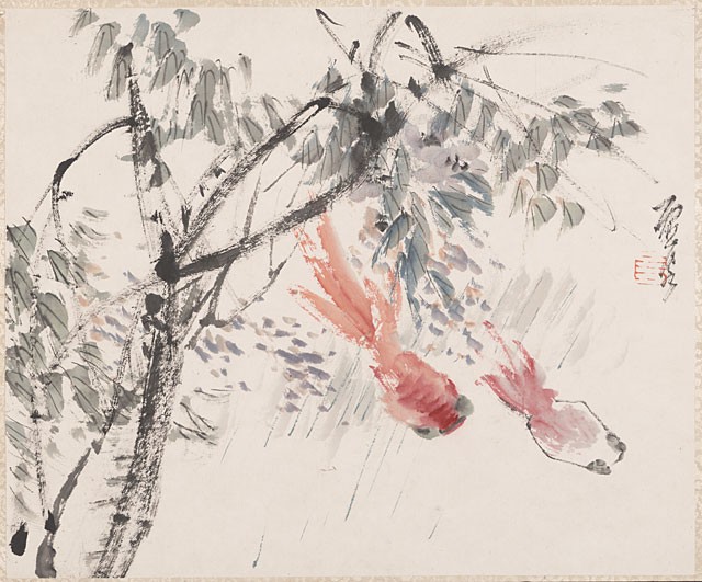 Album of Eight Leaves- Fish and Fruit, Leaf 7, Xu Gu (1824-1896)