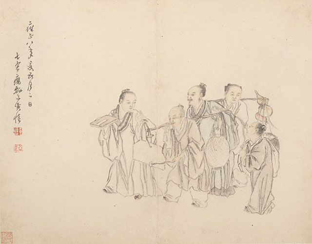 Album of Beggars and Street Entertainers, Leaf 7, Huang Shen (1687-1772)