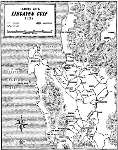 Map: Landing Area Lingayen Gulf Luzon