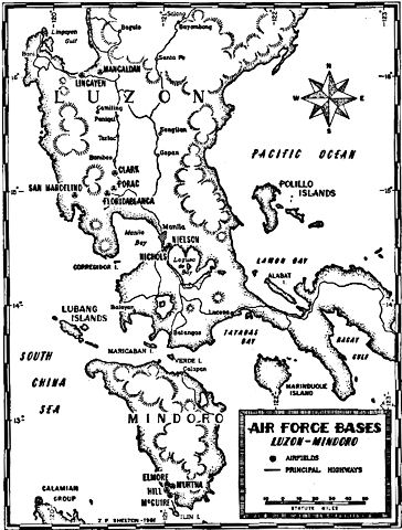 Map: Air Force Bases Luzon-Mindoro
