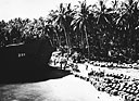 Unloading Gas and Oil Drums on the Beach at Bougainville