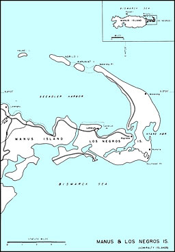 Map: Manus and Los Negros Is. (Admiralty Islands)