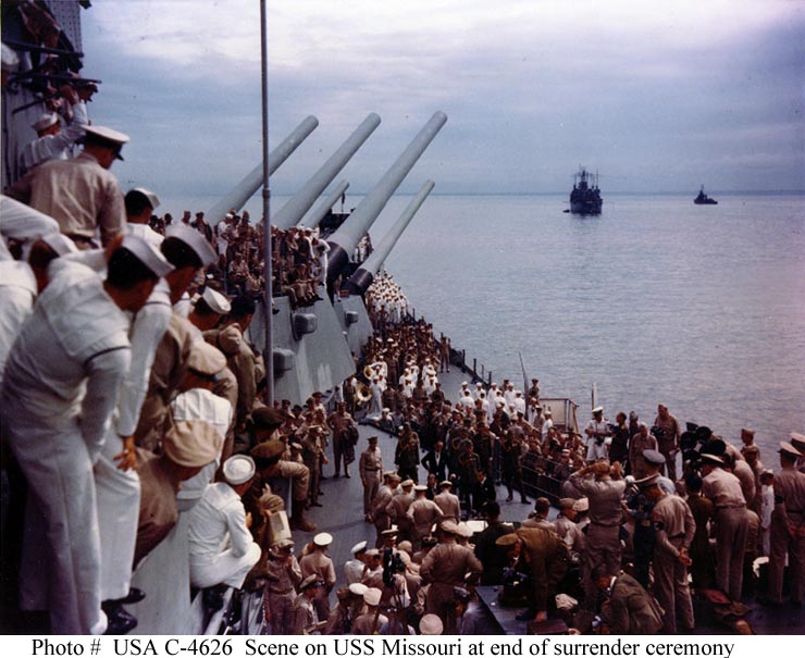 SURRENDER OF JAPAN, 2 September 1945, Japanese Delegation Leaves USS Missouri