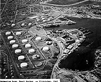 Photo # 80-G-182880:  Aerial view of the Pearl Harbor Submarine Base and fuel farm, 13 October 1941.