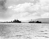 Photo # 80-G-32733: USS Curtiss and USS Medusa at their moorings soon after the 7 December 1941 Japanese raid on Pearl Harbor.