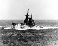 Photo # 80-G-301356:  USS North Carolina in heavy seas, 12 December 1944