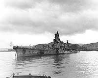 Photo # 80-G-351754:  Japanese cruiser Aoba sunk at Kure, Japan, 9 October 1945