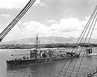 Photo # 80-G-372088:  USS Trever towing a target in Pearl Harbor