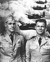 Photo # 80-G-398375: Lieutenant Commanders Harlan R. Dickson (right) and John L. Nielsen, circa July 1943.