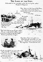 Photo # NH 41883: Plate I of 'The Laws of the Navy', by Rear Admiral Ronald A. Hopwood, illustrated with etchings by Lt. Rowland Langmaid, R.N., published during the World War I era.