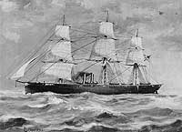 Photo # NH 44507:  USS Niagara in her original configuration.  Artwork by Clary Ray