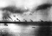 Photo # NH 45348:  'Great White Fleet' battleships about to enter the Golden Gate, en route to San Francisco, California, 