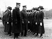 Photo # NH 53165: Yeomen (F) are inspected by RAdm. Victor Blue, Washington, D.C., 1918