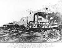 Photo # NH 53762:  CSS Grampus under fire from several Union gunboats, 5 March 1862