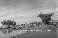 Photo # NH 53846:  USS H-3 after being pulled 150 feet inland on Samoa Beach, California, 27 March 1917