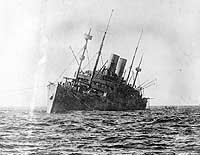Photo # NH 55504:  USS Covington sinking off Brest, France, 2 July 1918