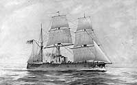 Photo # NH 57832:  USS New Ironsides.  Artwork by Clary Ray