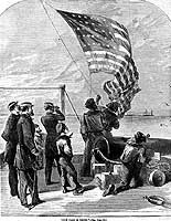 Photo # NH 59152:  'Our Flag is There!', a scene aboard a U.S. Navy ship off Mobile Alabama, 1864