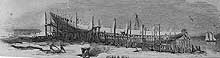 Photo # NH 59371:  USS Chippewa under construction at New York City, 1861