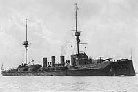 Photo # NH 60086:  HMS Minotaur underway, prior to World War I
