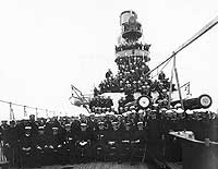 Photo # NH 60341:  USS Wyoming's officers and crew, 1905