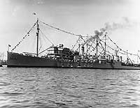 Photo # NH h65009:  USS Lawrence and other destroyers alongside USS Dobbin on Navy Day, 1932