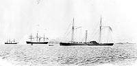 Photo # NH 65693:  Sketch of USS Sonoma and other ships at Bermuda, late 1862 or early 1863
