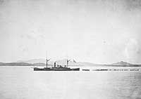 Photo # NH 66306:  USS Monocacy towing landing boats in the Han River, Korea, 1871