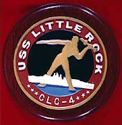 Photo # NH 66763-KN:  Plaque featuring the insignia of USS Little Rock, circa 1963