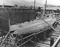 Photo # NH 68848:  USS K-8 in drydock at Honolulu, Hawaii, circa 1915-1916