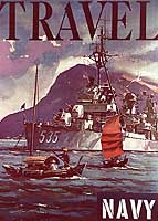 Photo # NH 69647-KN: Late-1950s recruiting poster featuring USS Miller (DD-535)