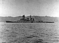Photo # NH 73076:  Japanese battleship Kirishima in Sukumo Bay, Japan, 1937