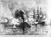 Photo # NH 73378: CSS Arkansas running through the Union fleet above Vicksburg, 15 July 1862