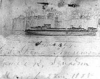 Photo # NH 73908: CSS Nansemond, pencil sketch by Lt. Walter R. Butt, CSN, 1865