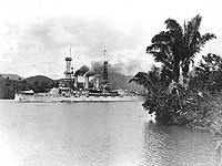 Photo # NH 75723:  USS Rhode Island in the Panama Canal, 1919