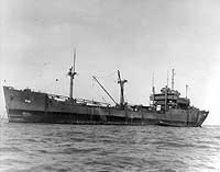 Photo # NH 82221:  USS Octavia (AF-46) at anchor, circa 1946
