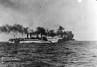 Photo # NH 89149:  USS Mount Vernon steaming towards Brest, France, after being torpedoed on 5 September 1918